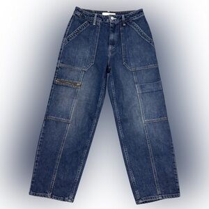 Mother Superior The Private Zip Pocket Ankle Cargo Jeans Womens 27 Blue Shadow